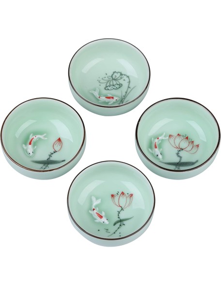 Set of 4 Pcs Chinese Tea Cup, Teacup, Small Tea Cups