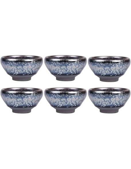 Traditional glazed pottery teacups, 4/6 Piece Set Chinese Oil Drop Glaze Pattern Teacup, Small Size Tea Green Tea Cup Kung Fu Master Tea Bowl (Color:Vintage color,Size:55ml*4) ( Color : Vintage Color